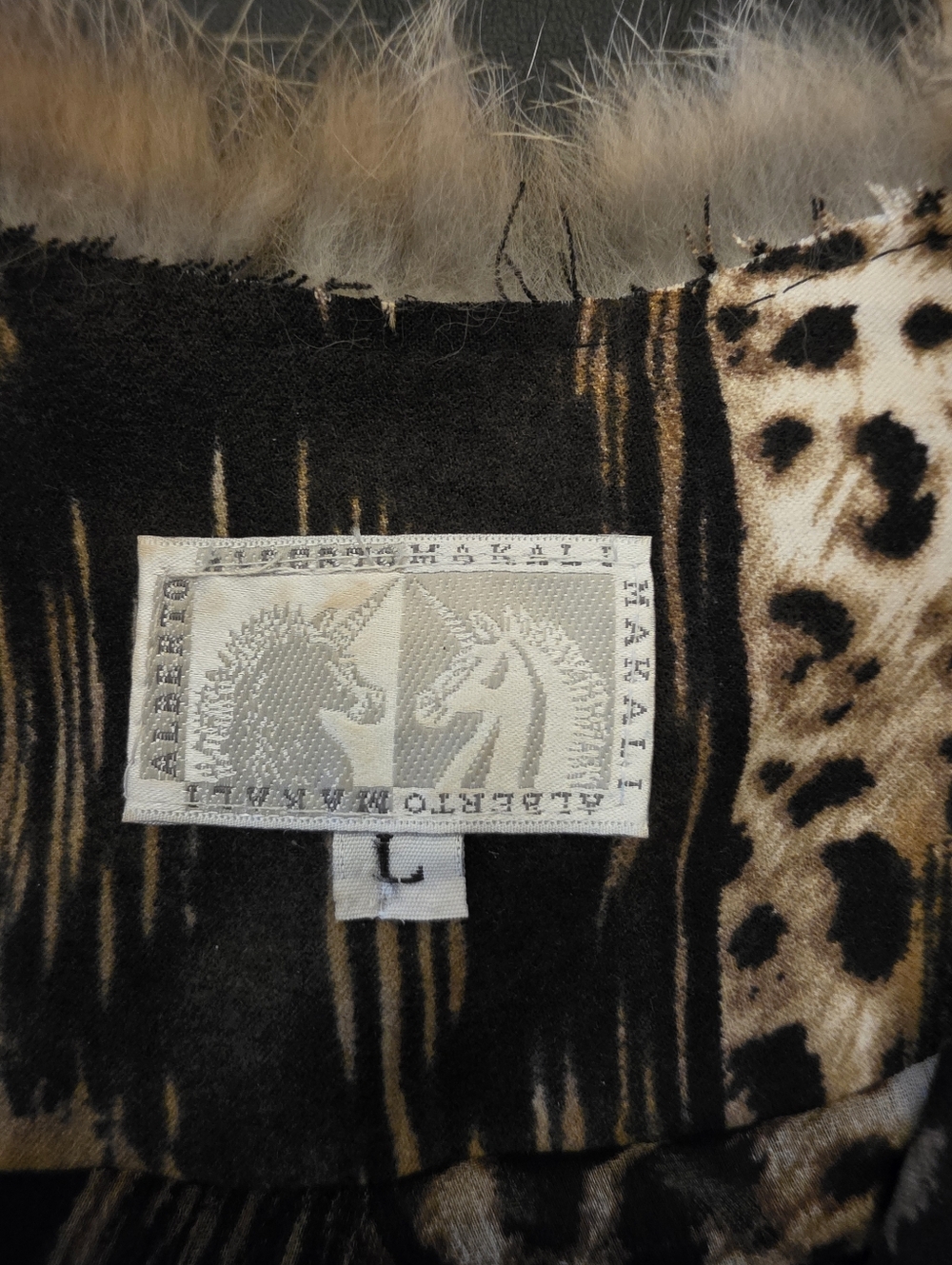 Alberto Makali Leopard & Striped Faux Fur Trim Dress - Brown/Black